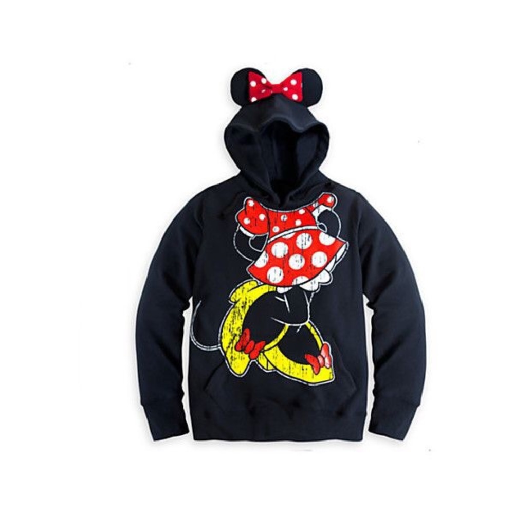 Minnie Mouse sweater, bow and ears on hood